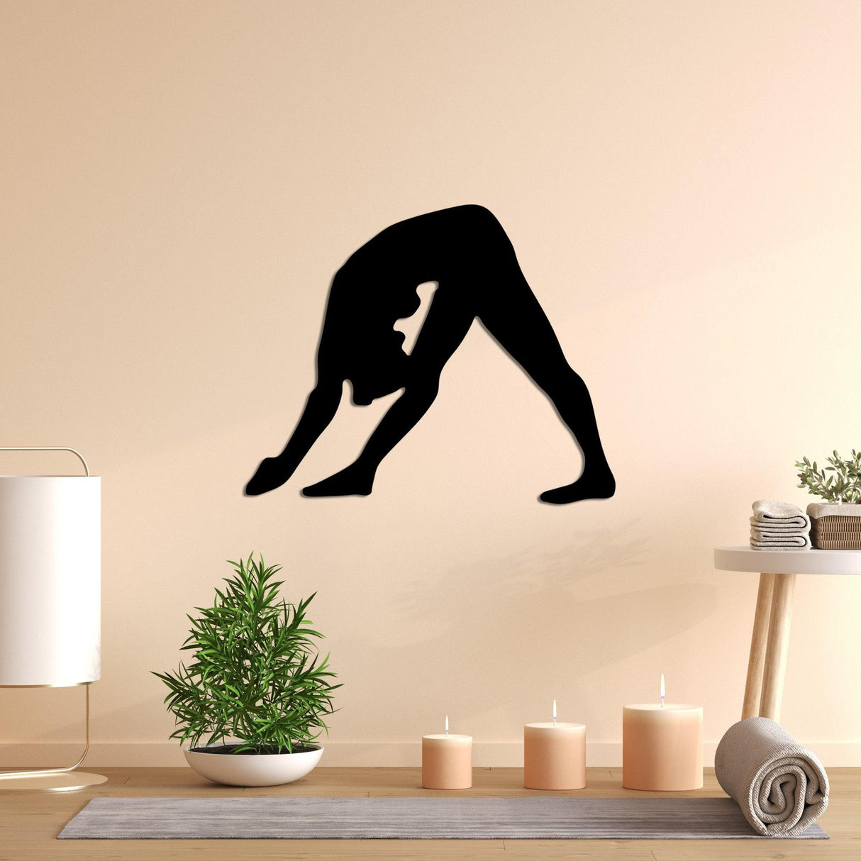 Decoratiune de perete Metal Yoga 14, Negru, 55x45 cm