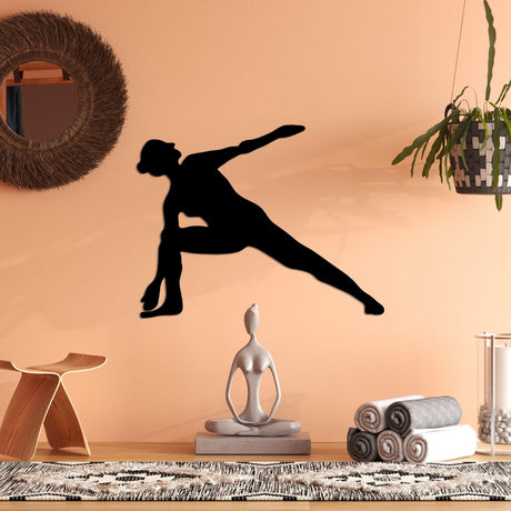 Decoratiune de perete Metal Yoga 17, Negru, 55x44 cm