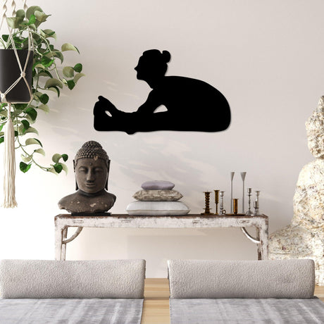 Decoratiune de perete Metal Yoga 23, Negru, 60x37 cm