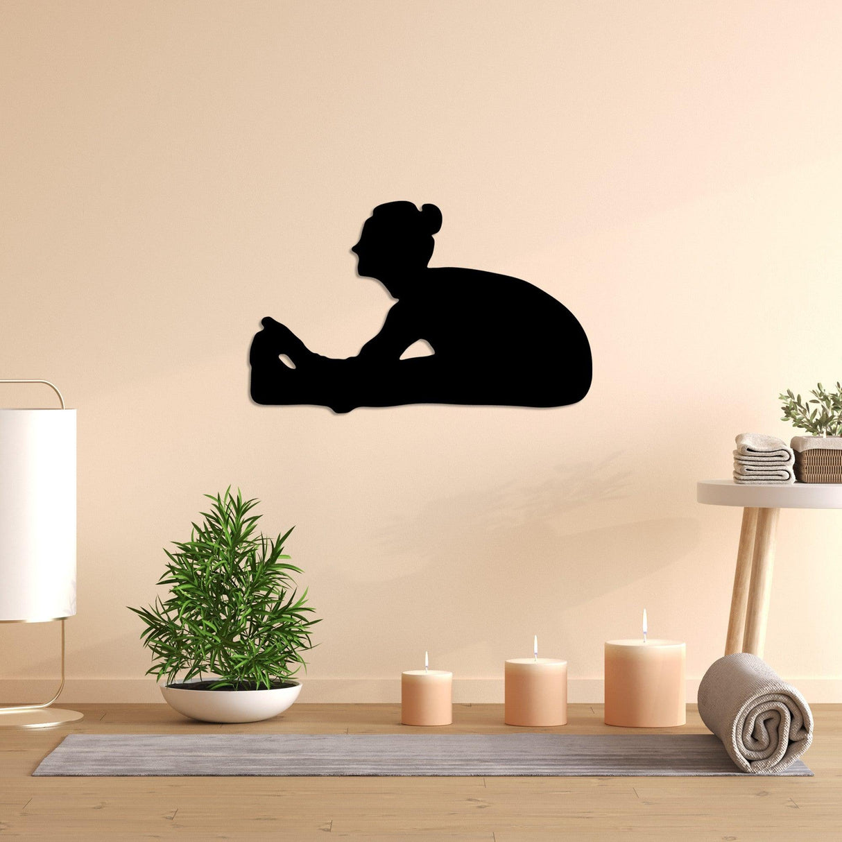 Decoratiune de perete Metal Yoga 23, Negru, 60x37 cm