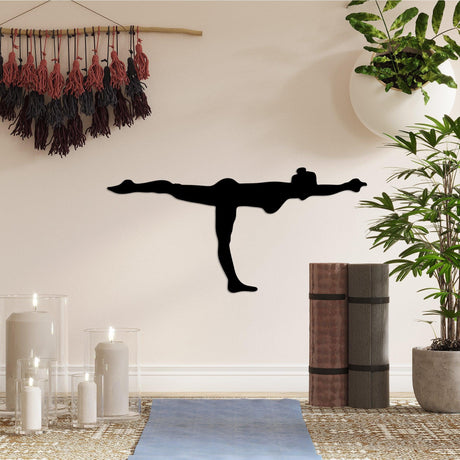 Decoratiune de perete Metal Yoga 24, Negru, 60x30 cm