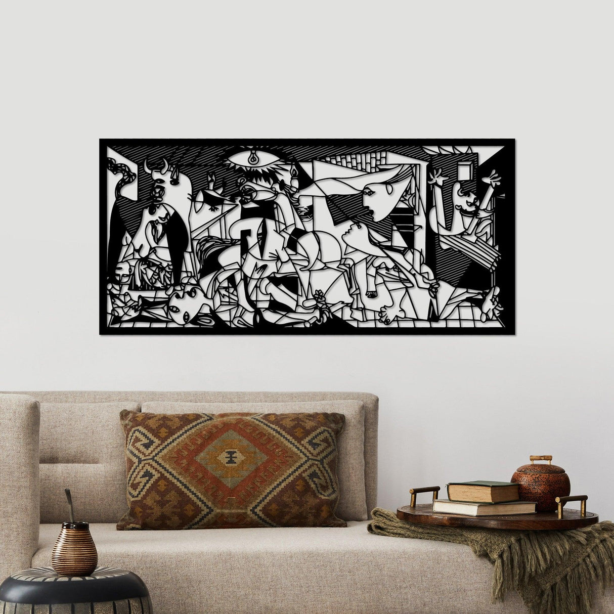 Decoratiune de perete Metal Pıcassso, Negru, 85x40 cm