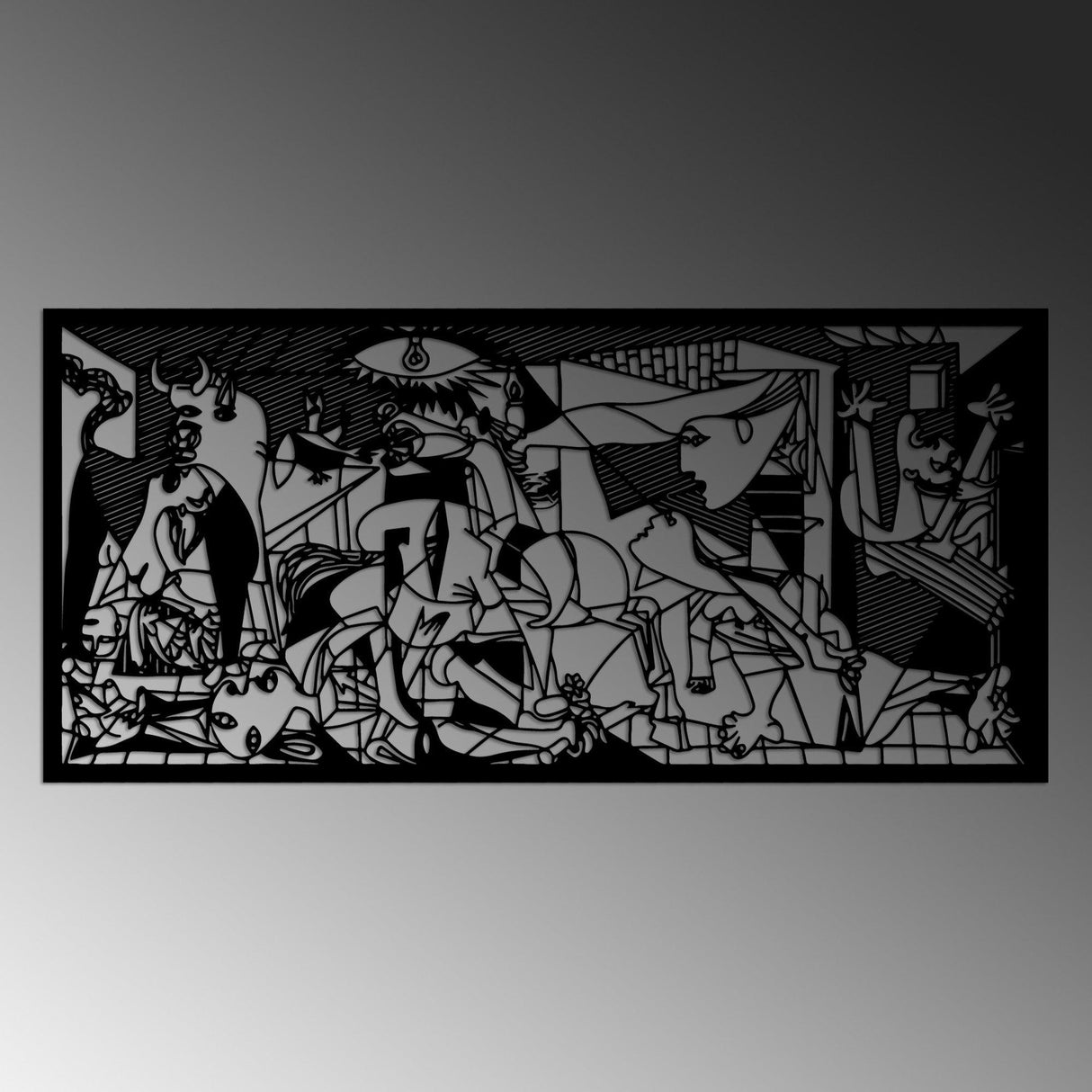 Decoratiune de perete Metal Pıcassso, Negru, 85x40 cm