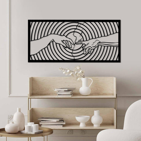 Decoratiune de perete Metal Michelangelo, Negru, 85x39 cm