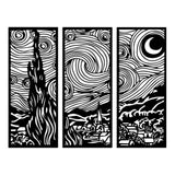 Decoratiune de perete Metal Vangogh, Negru, 3x30x73 cm