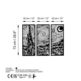 Decoratiune de perete Metal Vangogh, Negru, 3x30x73 cm