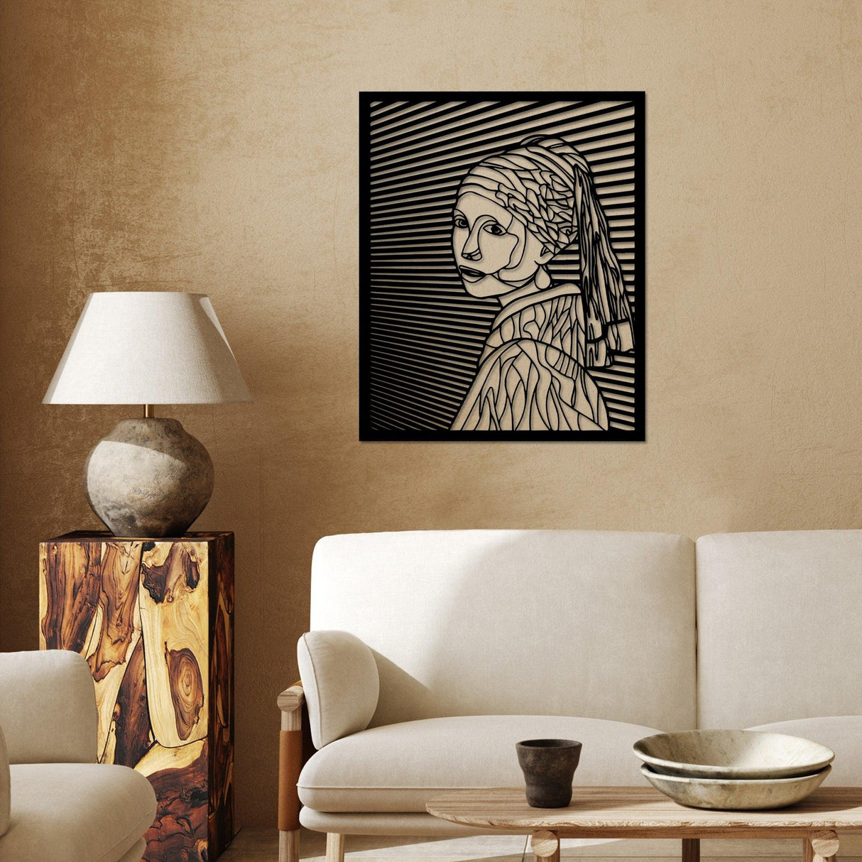 Decoratiune de perete Metal Vermeer, Negru, 46x56 cm