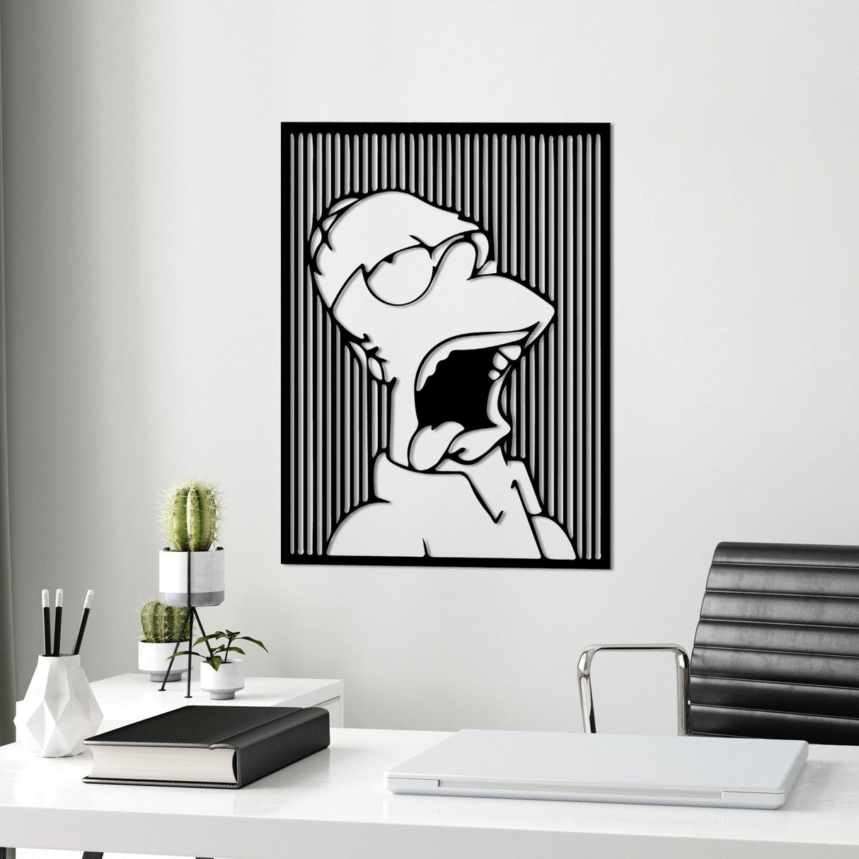 Decoratiune de perete Metal Sımpson 1, Negru, 41x56 cm