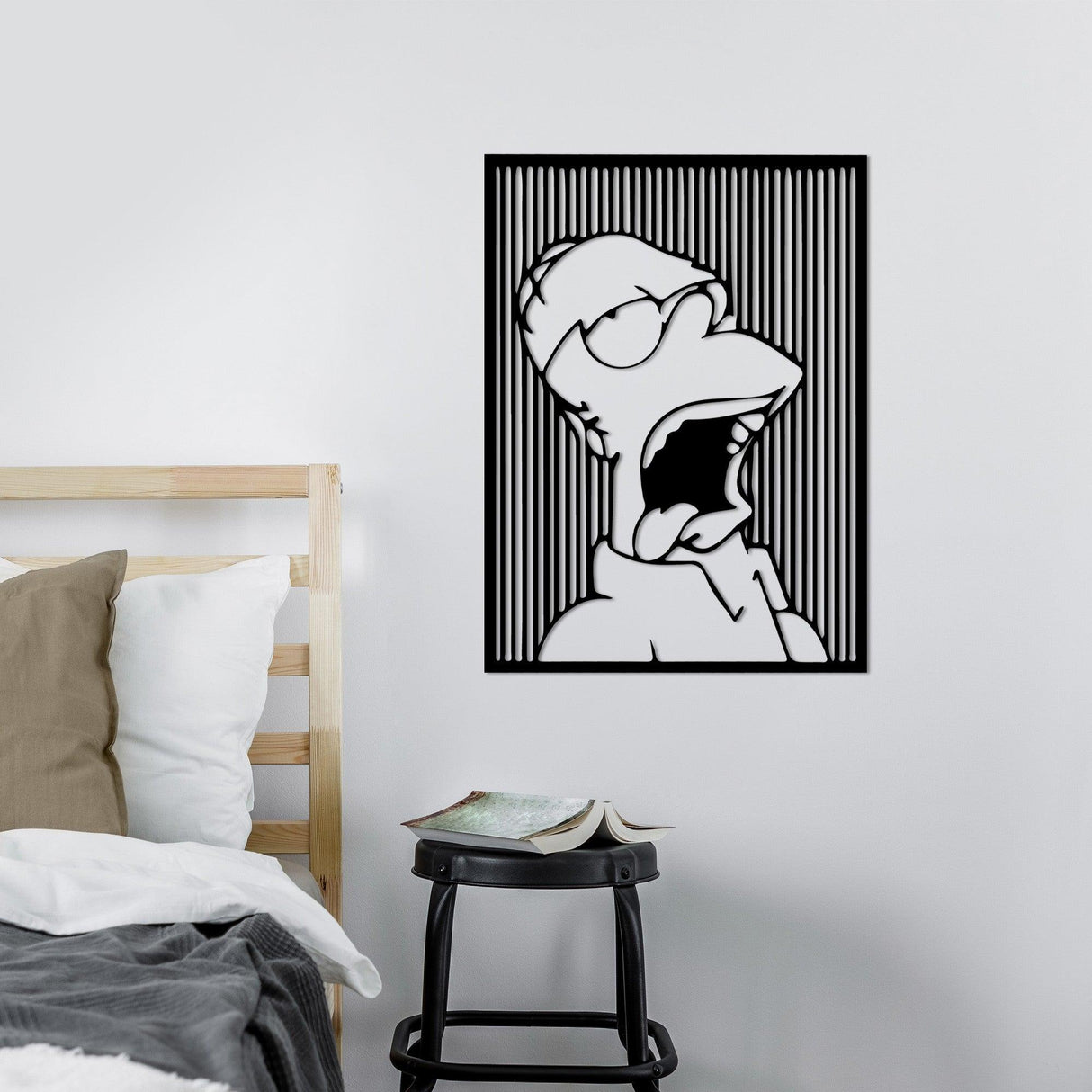 Decoratiune de perete Metal Sımpson 1, Negru, 41x56 cm
