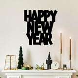 Decoratiune de perete Metal New Year 4, Negru, 31x33 cm