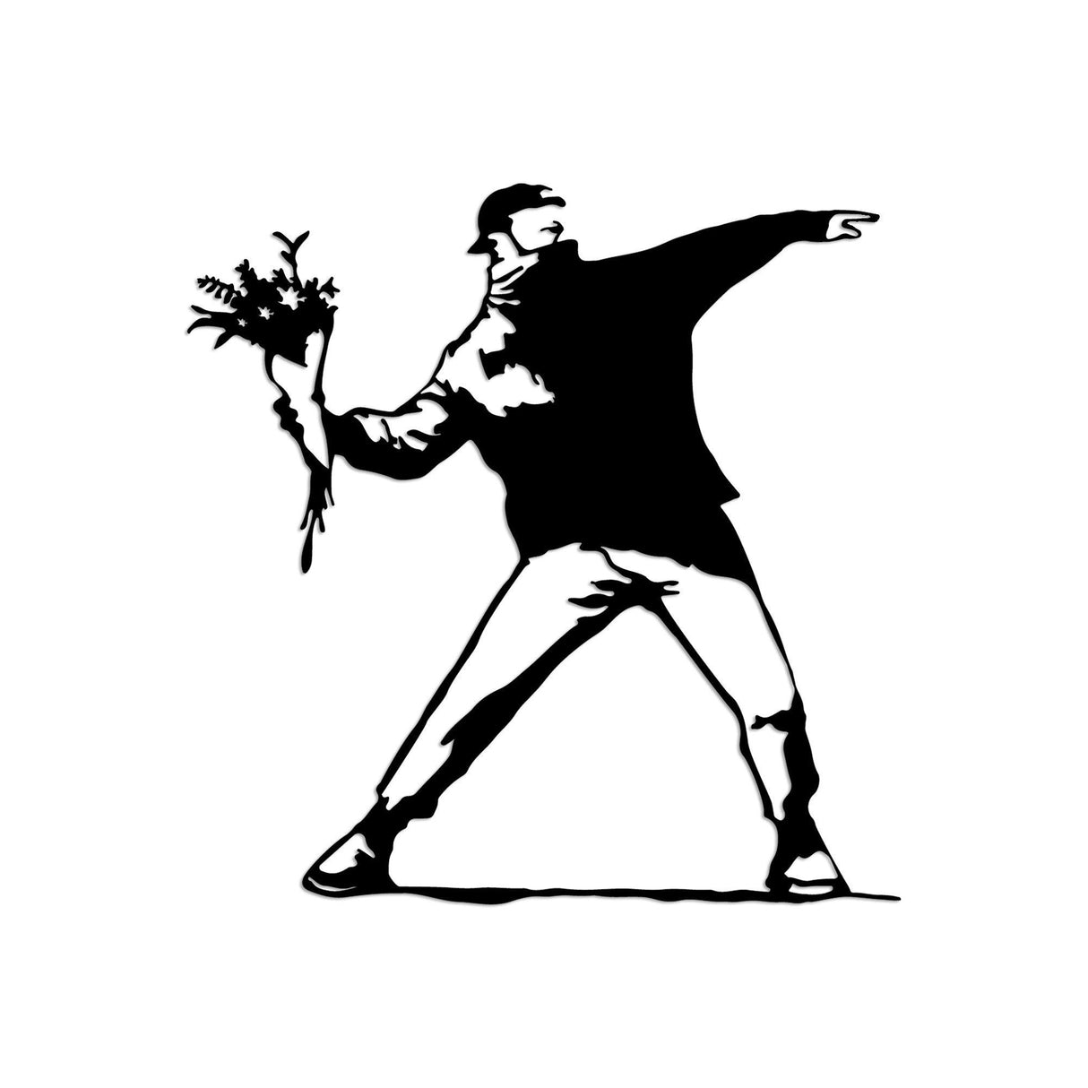 Decoratiune de perete Metal Banksy Metal 01, Negru, 69x70 cm