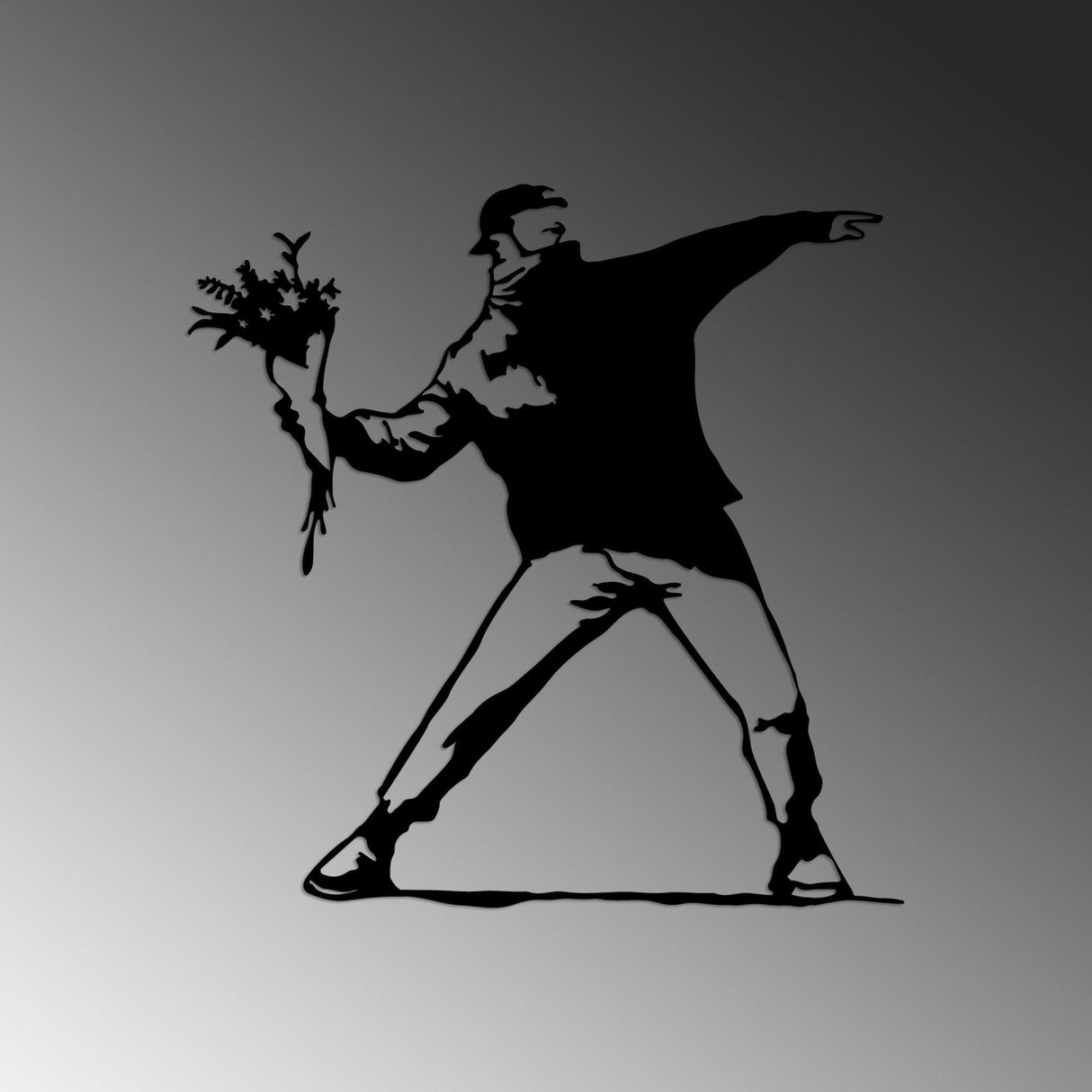 Decoratiune de perete Metal Banksy Metal 01, Negru, 69x70 cm