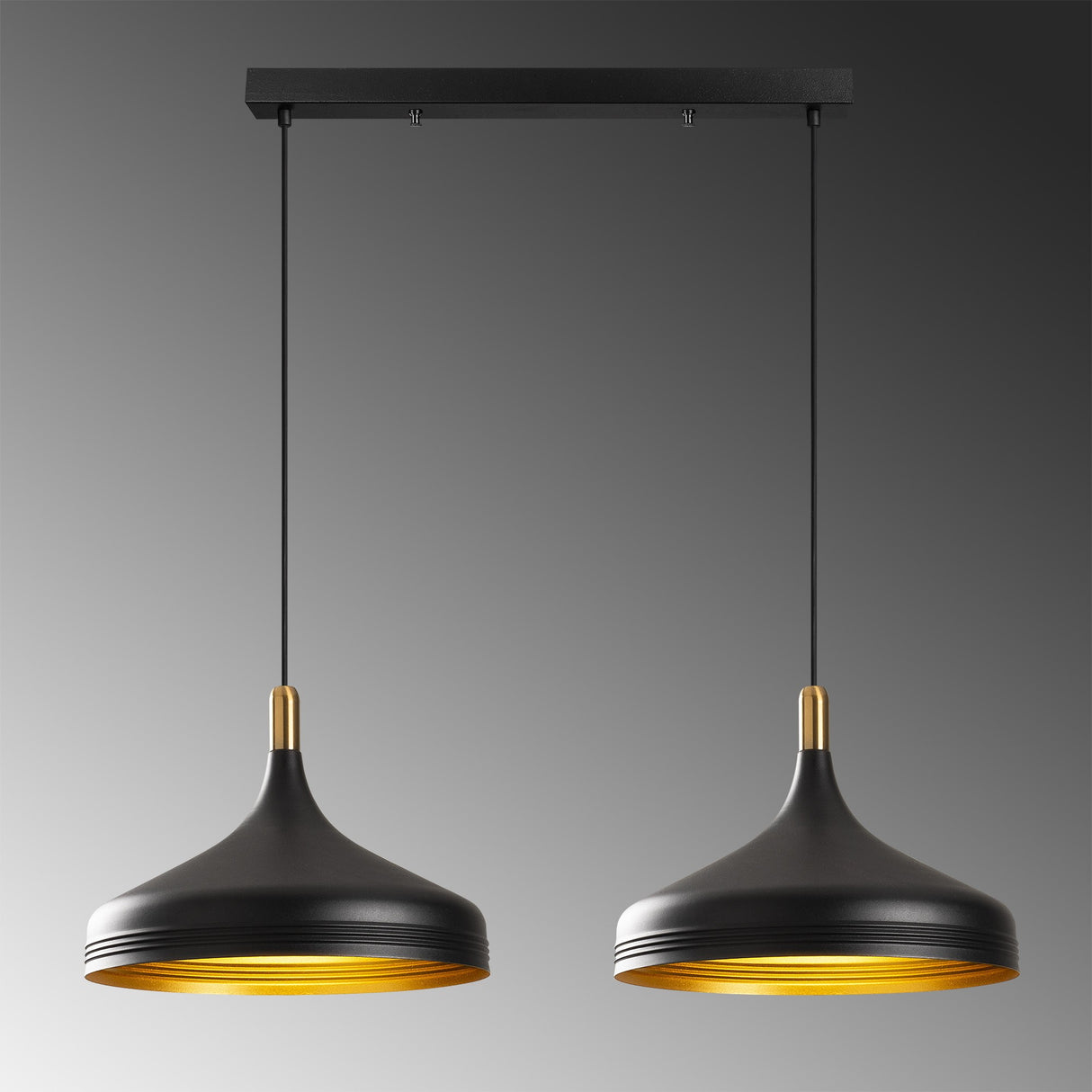 Lustră Sağlam - 3777, Negru - Auriu, Ø36x132 cm