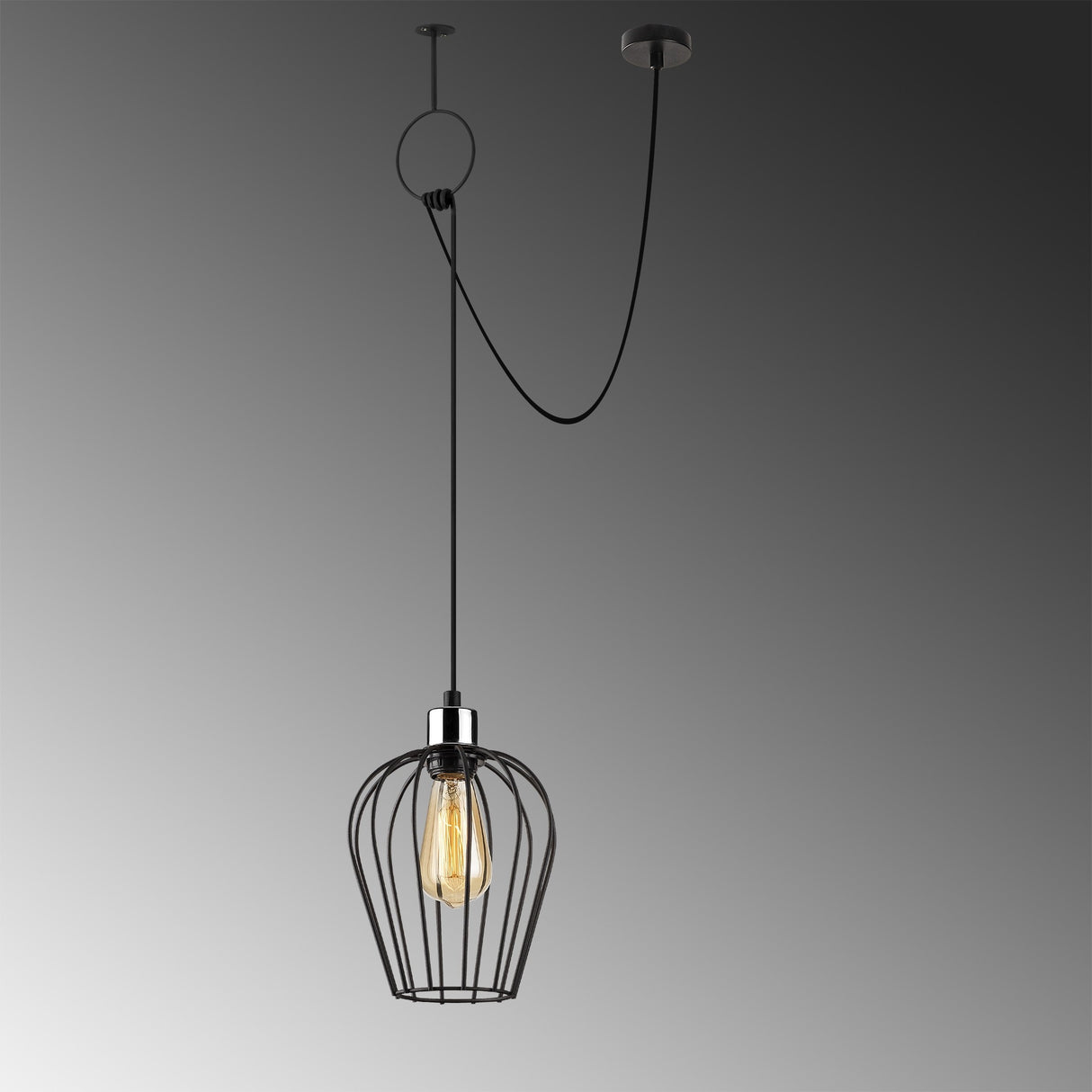 Lustră Tel - 6681, Negru, Ø20x130 cm