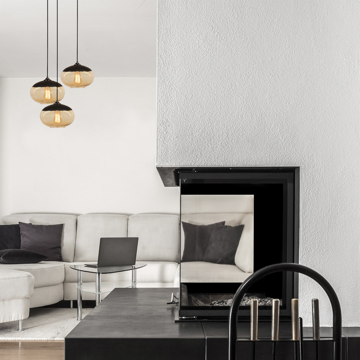 Lustră Camini - MR - 868, Negru - Honey, Ø50x113 cm