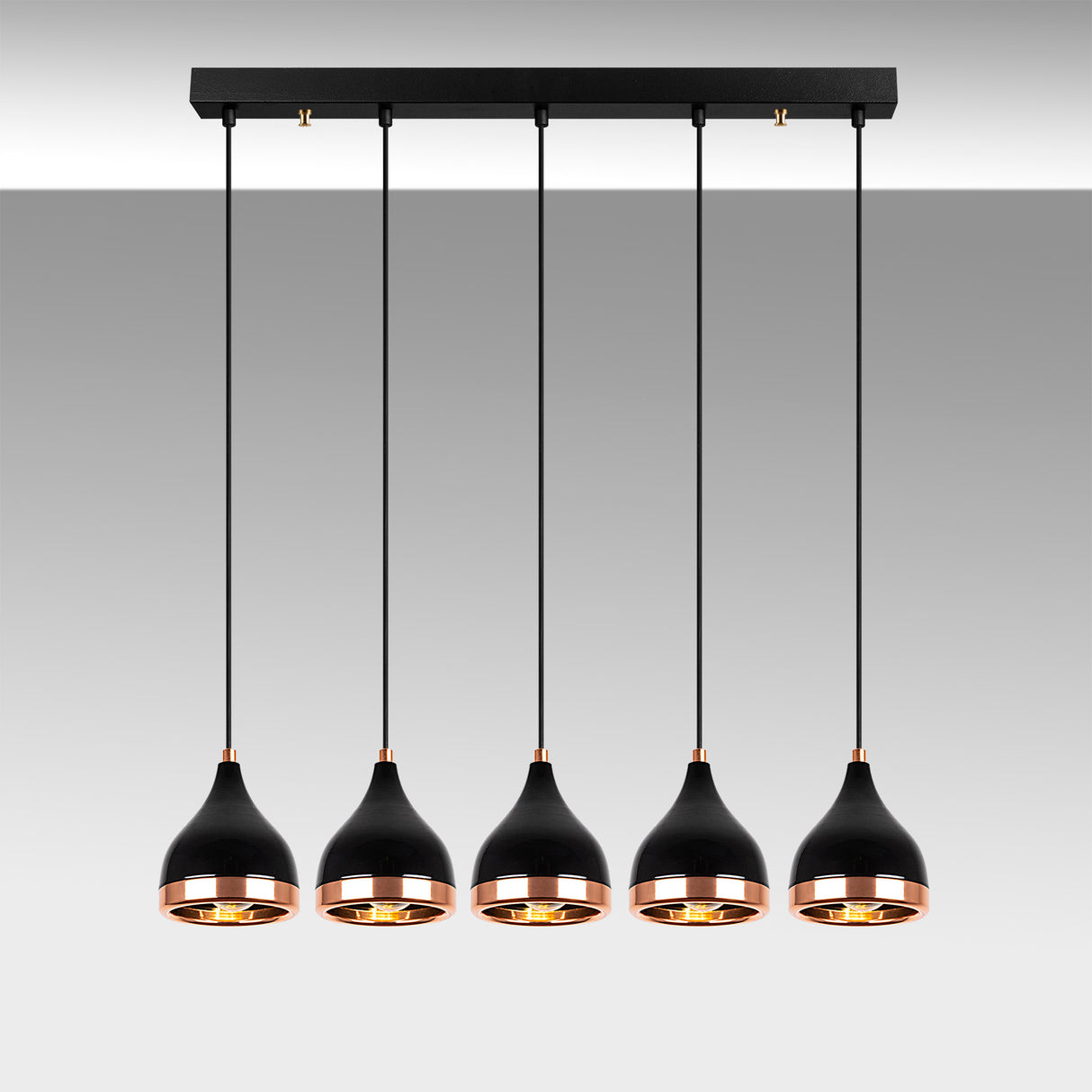 Lustră Yıldo - 7010, Negru - Copper, Ø15x135 cm