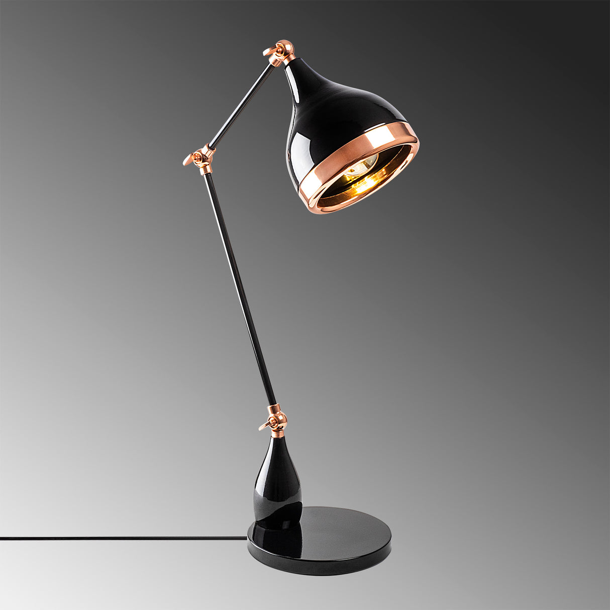 Veioză Yıldo - 7015, Negru - Copper, Ø15x50 cm