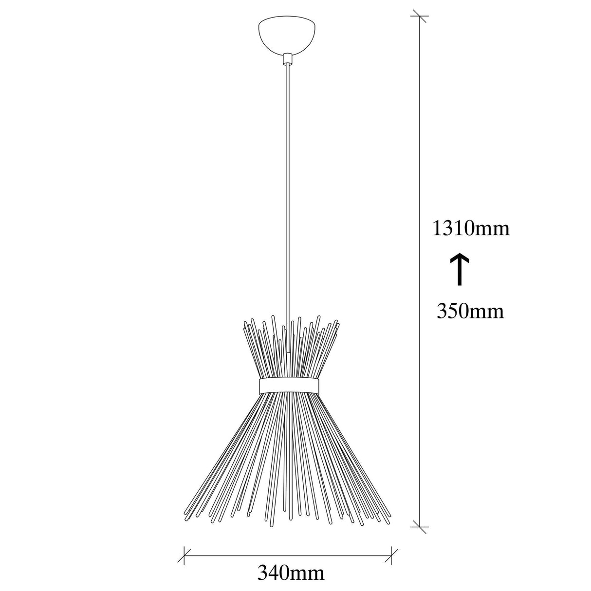 Lustră Kirpi - 3081, Negru, Ø34x131 cm