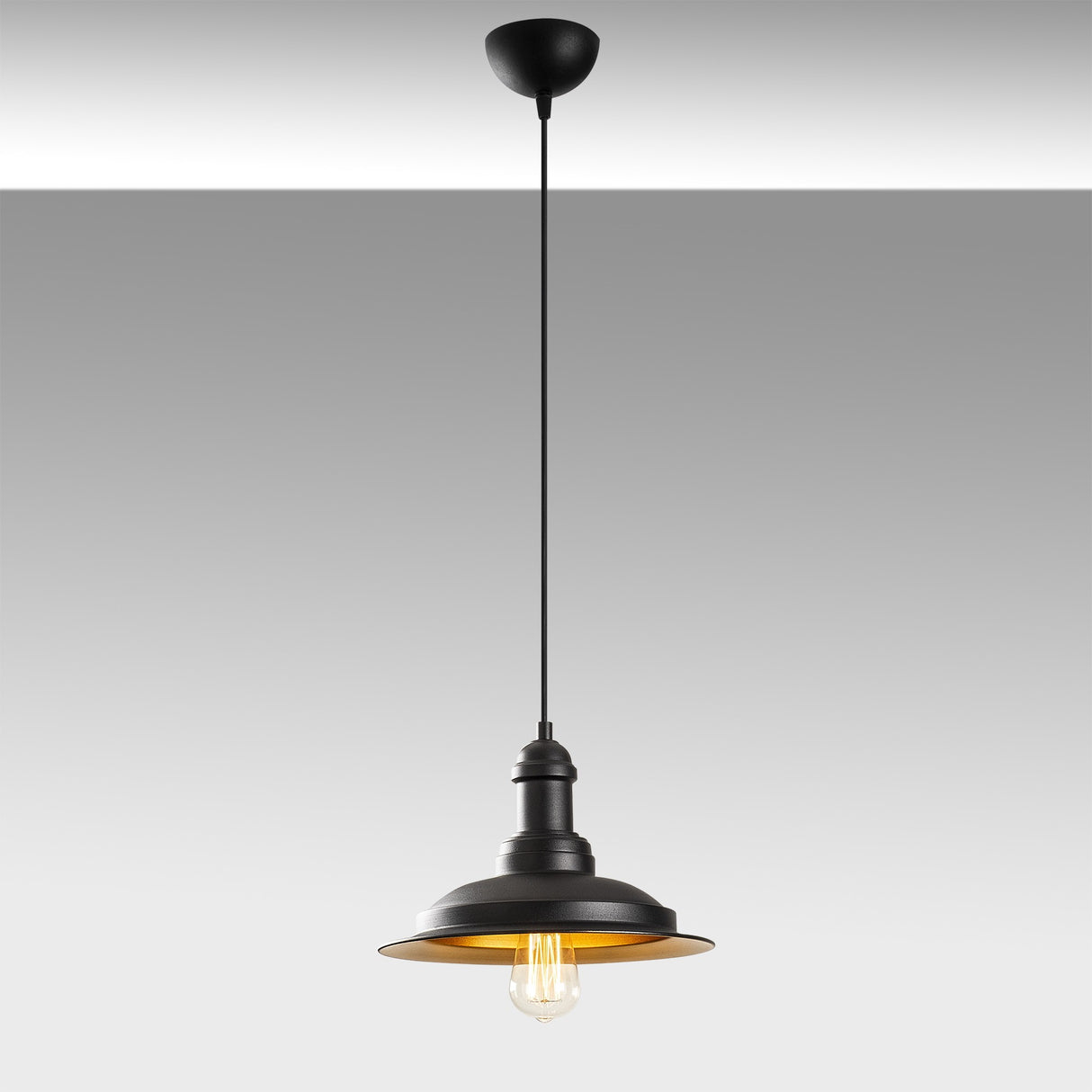 Lustră Sağlam - 3719, Negru - Auriu, Ø30x118 cm