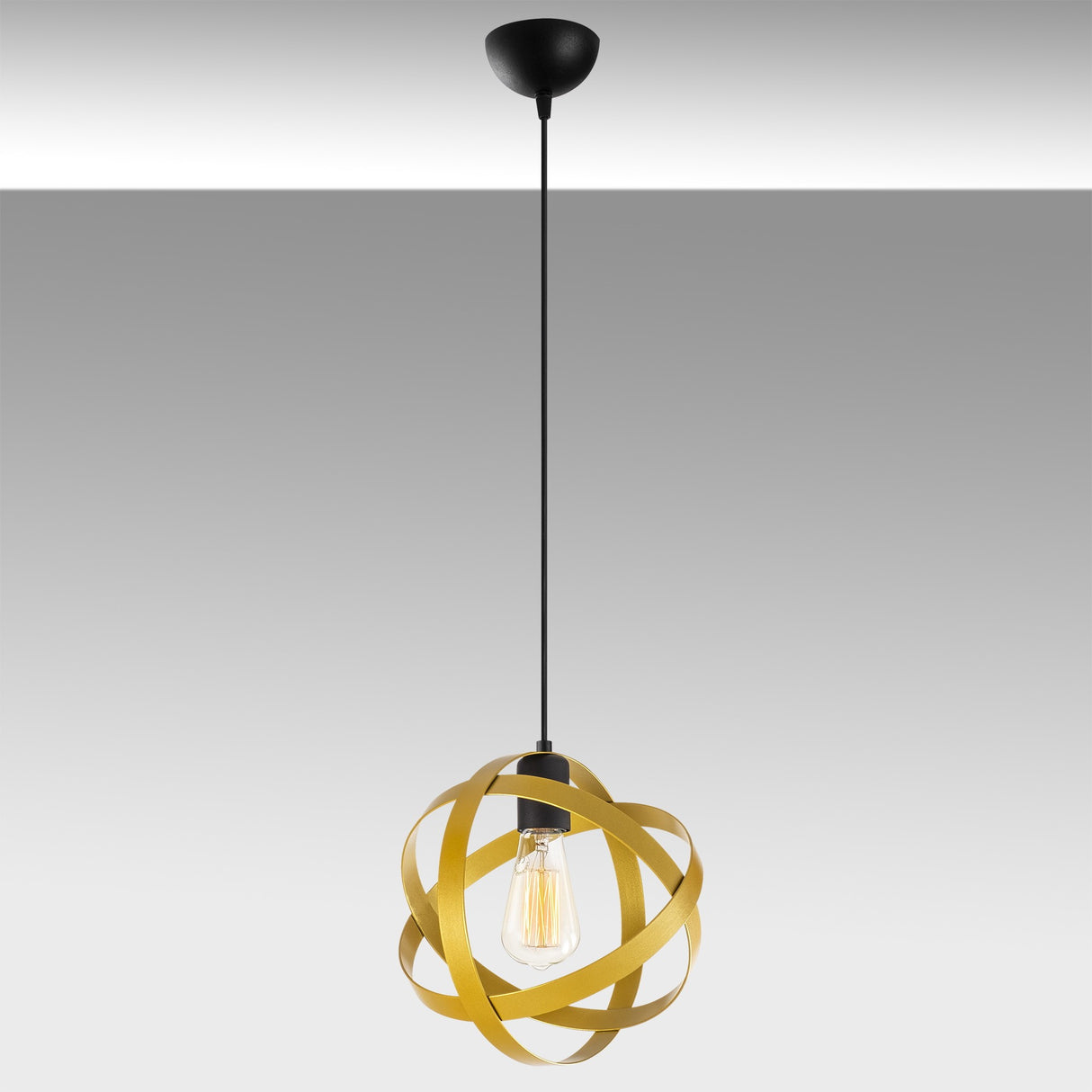 Lustră Gezegen - 6141, Negru - Auriu, Ø25x121 cm