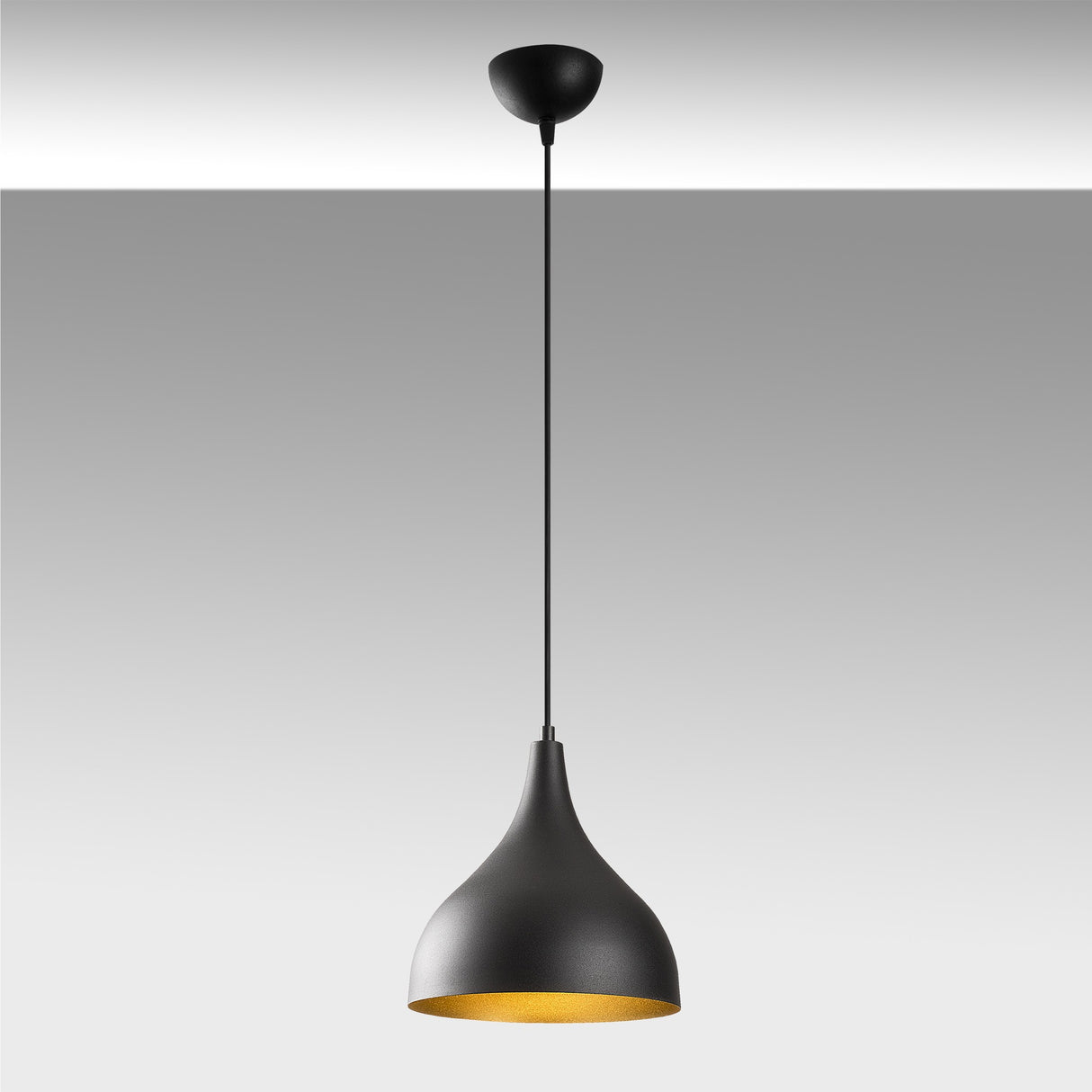 Lustră Sağlam - 3760, Negru - Auriu, Ø26x126 cm