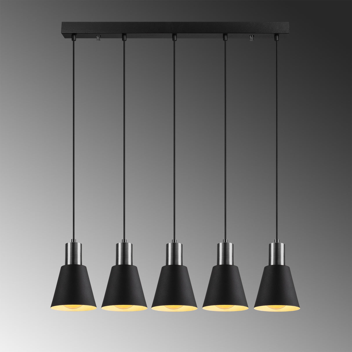 Lustră Kem - 6352, Negru - Nickel, Ø14x117 cm