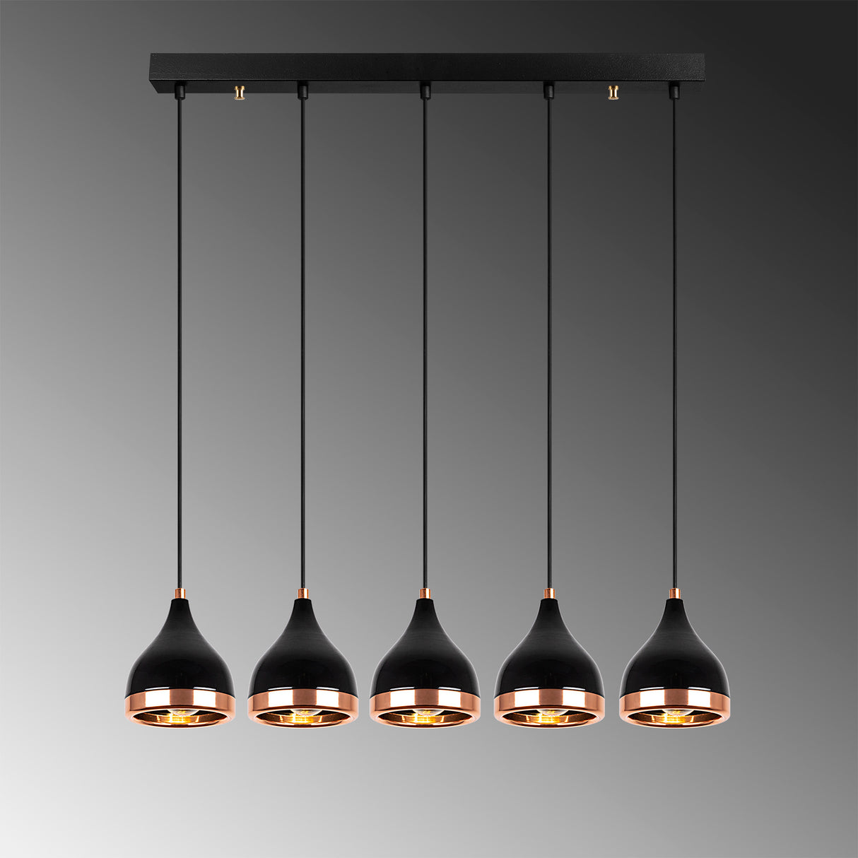 Lustră Yıldo - 7010, Negru - Copper, Ø15x135 cm