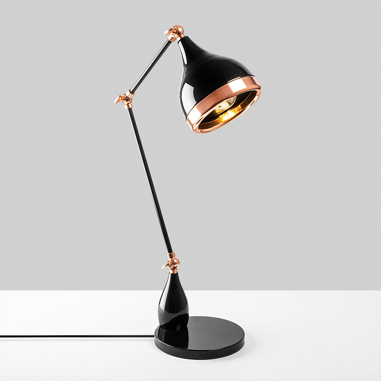 Veioză Yıldo - 7015, Negru - Copper, Ø15x50 cm