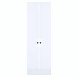 Cuier cu pantofar Mina cu 2 usi, Alb - Nuc, 60 x 183 x 38 cm - Alb, SKU 893RAN1721