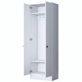Cuier cu pantofar Mina cu 2 usi, Alb - Nuc, 60 x 183 x 38 cm - Alb, SKU 893RAN1721