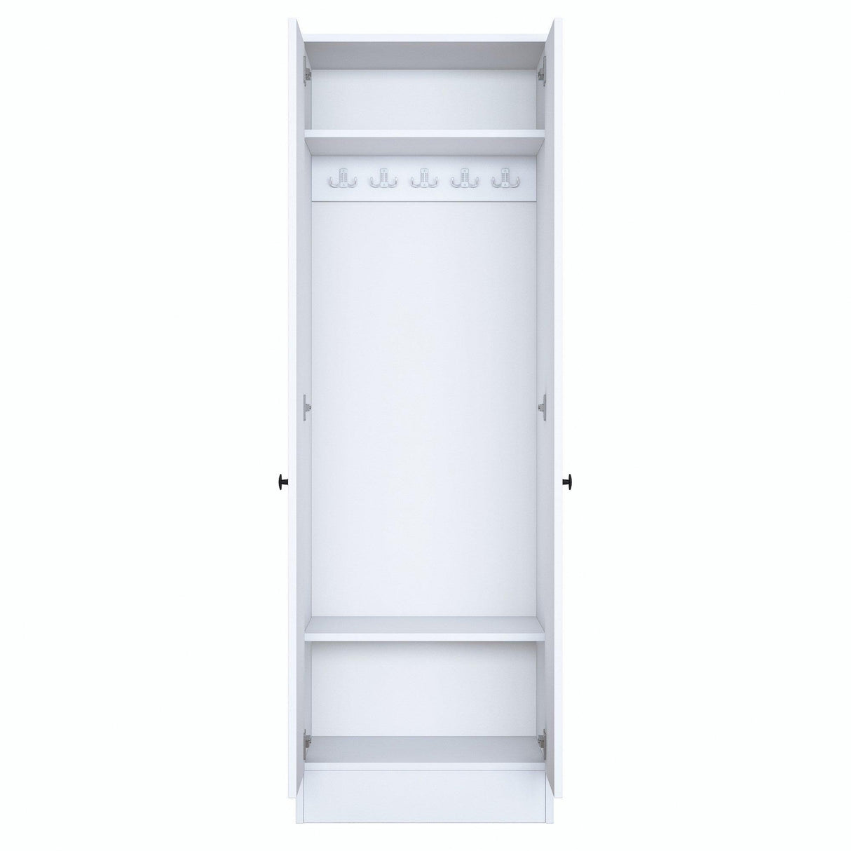 Cuier cu pantofar Mina cu 2 usi, Alb - Nuc, 60 x 183 x 38 cm - Alb, SKU 893RAN1721
