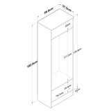 Cuier cu pantofar Mina cu 2 usi, Alb - Nuc, 60 x 183 x 38 cm - Alb, SKU 893RAN1721