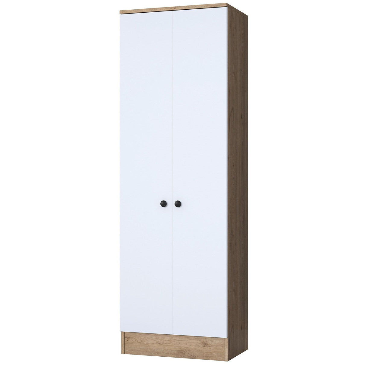 Cuier cu pantofar Mina cu 2 usi, Alb - Nuc, 60 x 183 x 38 cm - Maro, SKU 893RAN1721