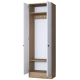 Cuier cu pantofar Mina cu 2 usi, Alb - Nuc, 60 x 183 x 38 cm - Maro, SKU 893RAN1721