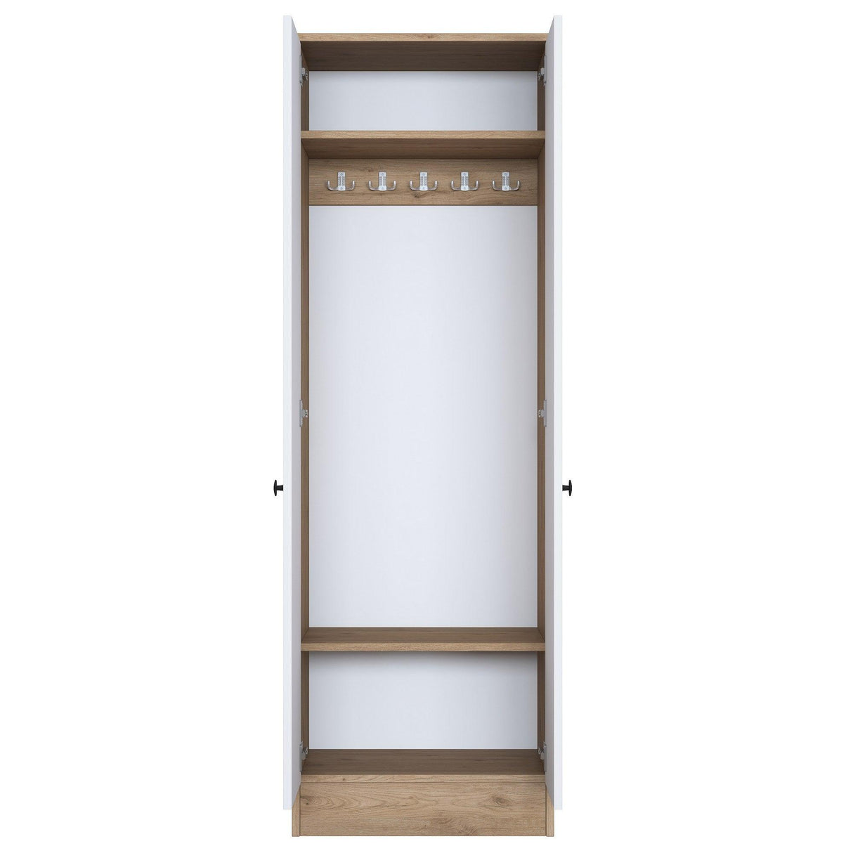 Cuier cu pantofar Mina cu 2 usi, Alb - Nuc, 60 x 183 x 38 cm - Maro, SKU 893RAN1721