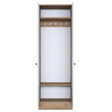 Cuier cu pantofar Mina cu 2 usi, Alb - Nuc, 60 x 183 x 38 cm - Maro, SKU 893RAN1721