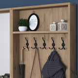 Cuier cu pantofar Muller cu oglinda si 6 usi si sertar, Alb, 180 x 183 x 38 cm