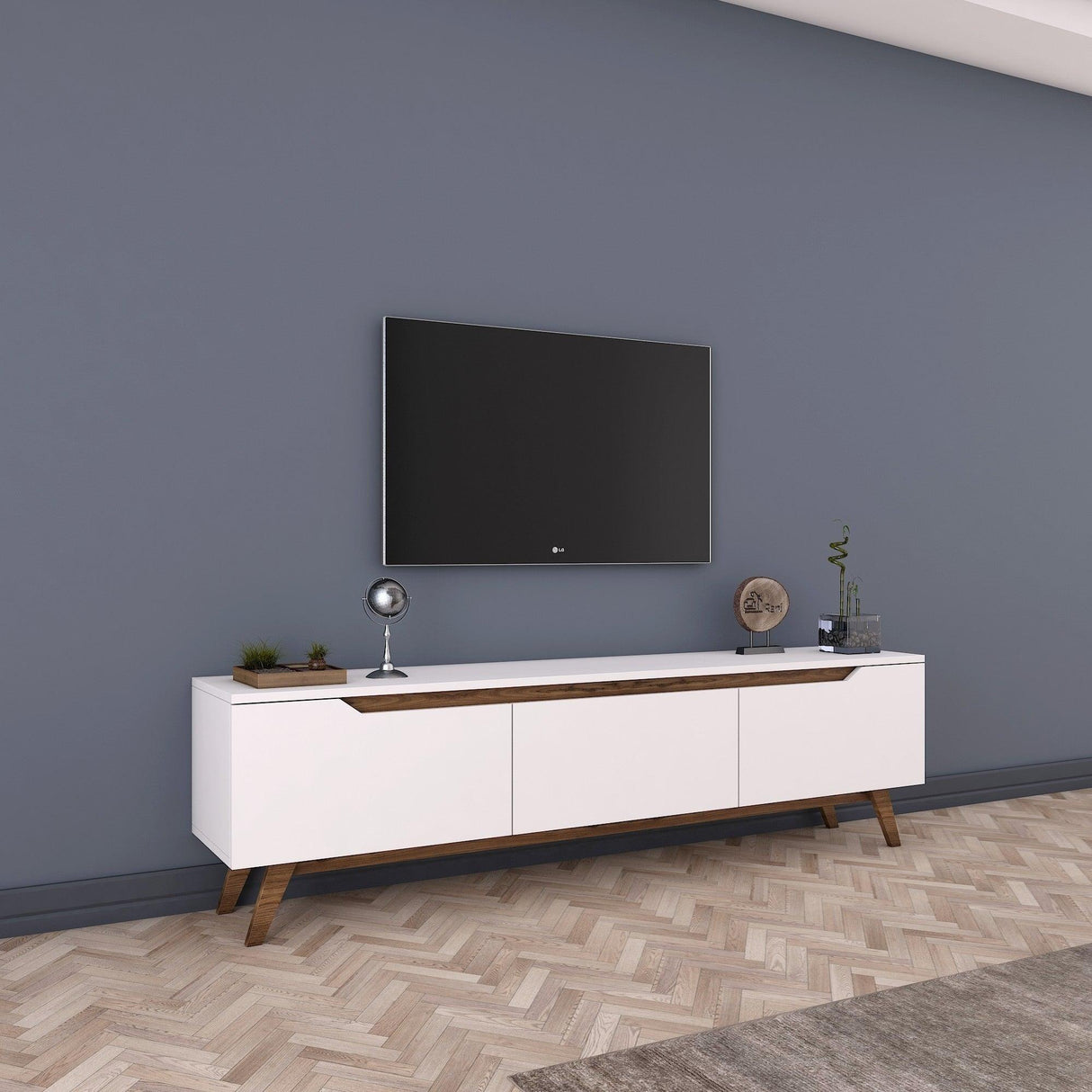 Comoda TV Selim, Alb, 180x49x35 cm