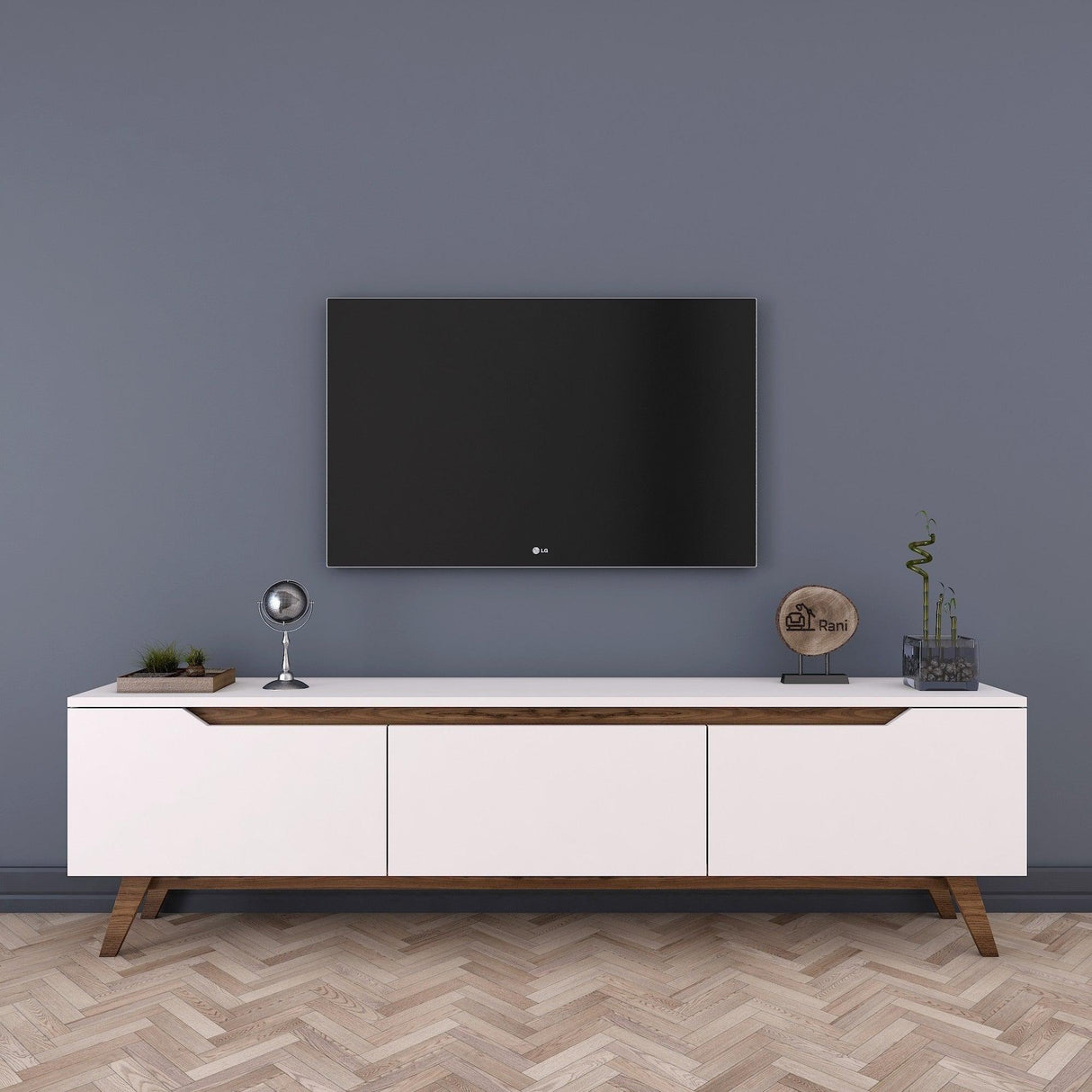 Comoda TV Selim, Alb, 180x49x35 cm