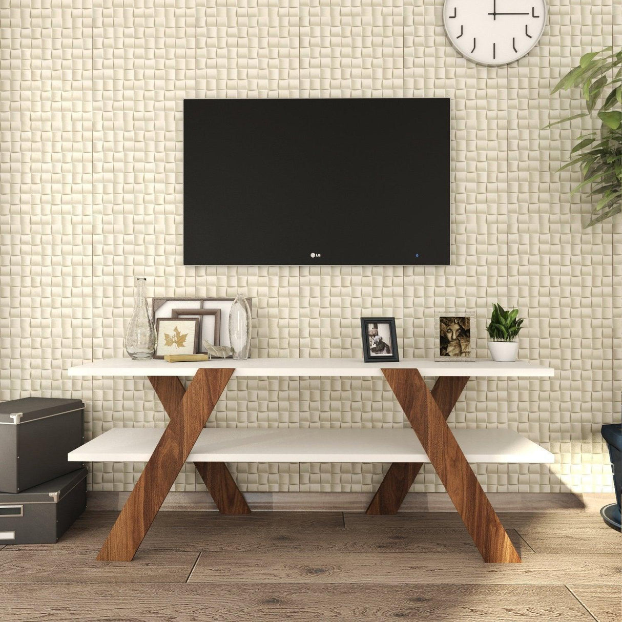 COMODA TV Zig Zag, Alb, 120x45x33 cm