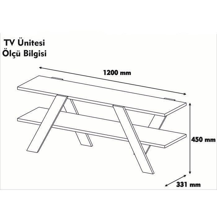 COMODA TV Zig Zag, Alb, 120x45x33 cm