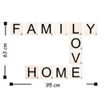 Decorațiune de perete din lemn Scrabble Set - 3, Negru - Alb, 95x63x2 cm