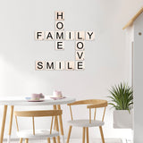 Decorațiune de perete din lemn Scrabble Set - 5, Negru - Alb, 95x95x2 cm