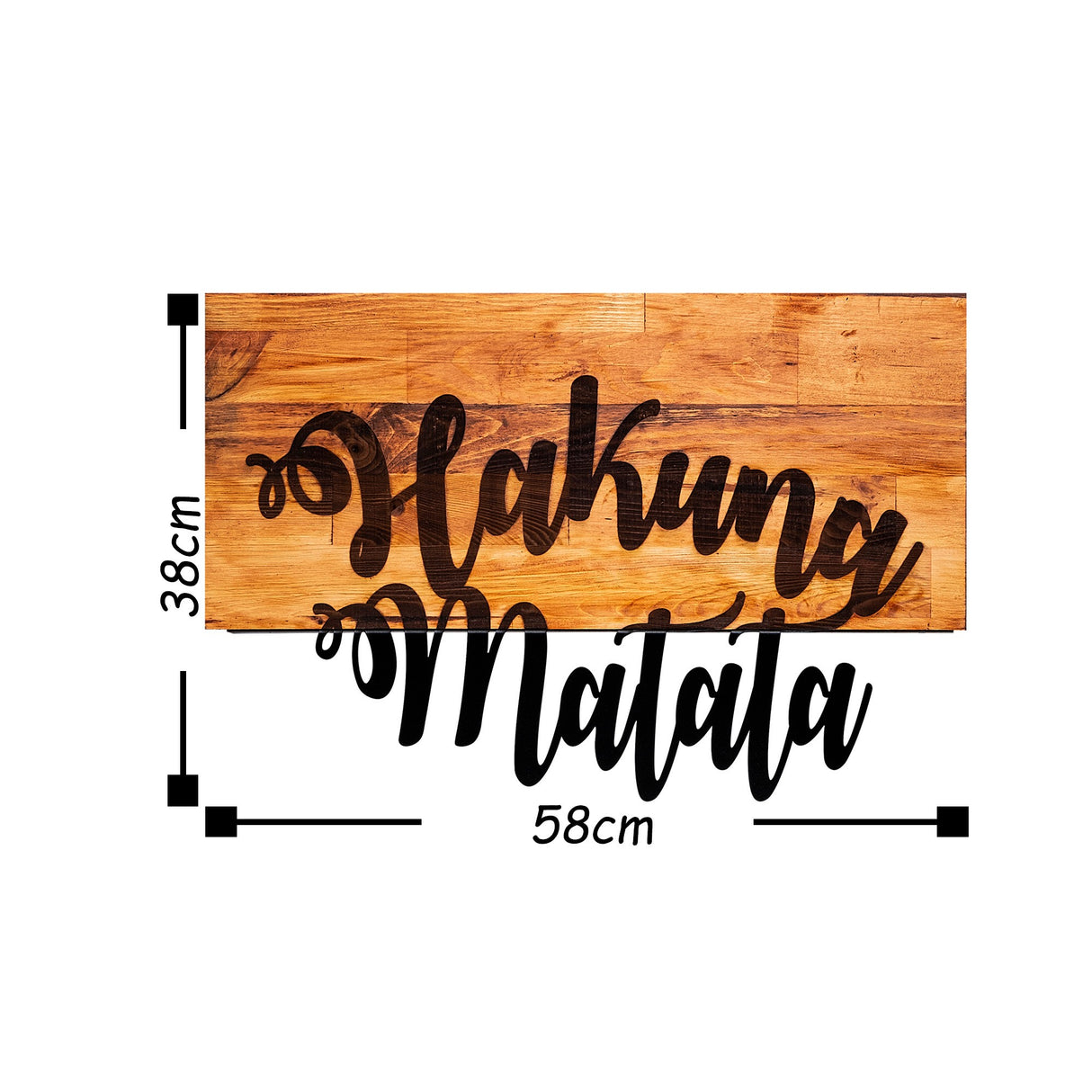 Decorațiune de perete din lemn Hakuna Matata, Nuc - Negru, 58x38x3 cm