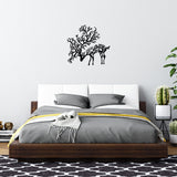 Decorațiune de perete din metal Deer 2, Negru, 66x70x2 cm