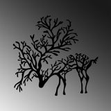 Decorațiune de perete din metal Deer 2, Negru, 66x70x2 cm