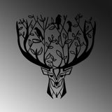 Decorațiune de perete din metal Deer, Negru, 66x70x2 cm
