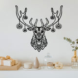Decorațiune de perete din metal Christmas Deer, Negru, 69x70x0 cm