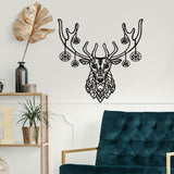 Decorațiune de perete din metal Christmas Deer, Negru, 69x70x0 cm