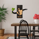 Decorațiune de perete din lemn Banksy - Flower Thrower 2, Negru - Nuc - Verde, 69x3x58 cm